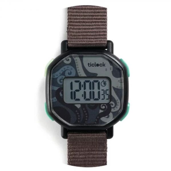 Montre digitale des petits Ticlock Black octopus