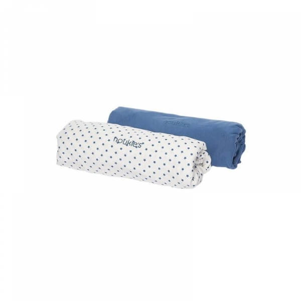 noukie's lot de 2 draps housse 70 x 140 bleu céleste - made in bébé