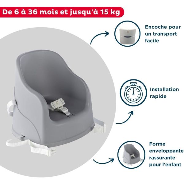 Rehausseur de Chaise Tudi Gris velours