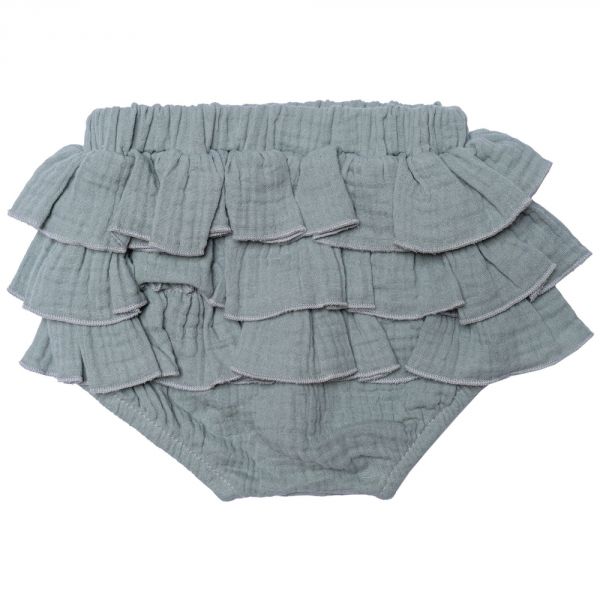 Bloomer à volants en gaze de coton vert de gris - 6 mois
