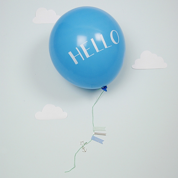 Carte ballon Hello Baby bleu