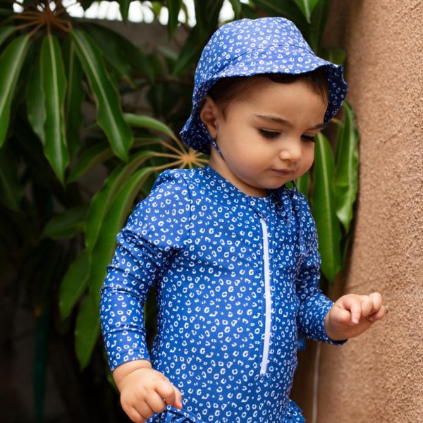 Chapeau anti UV Léopard bleu - 0-1 an