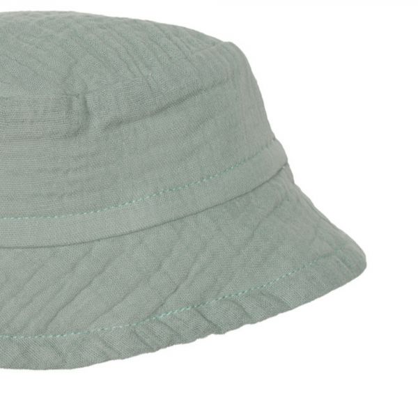 Bob doublé en gaze de coton vert de gris - 0/3 mois