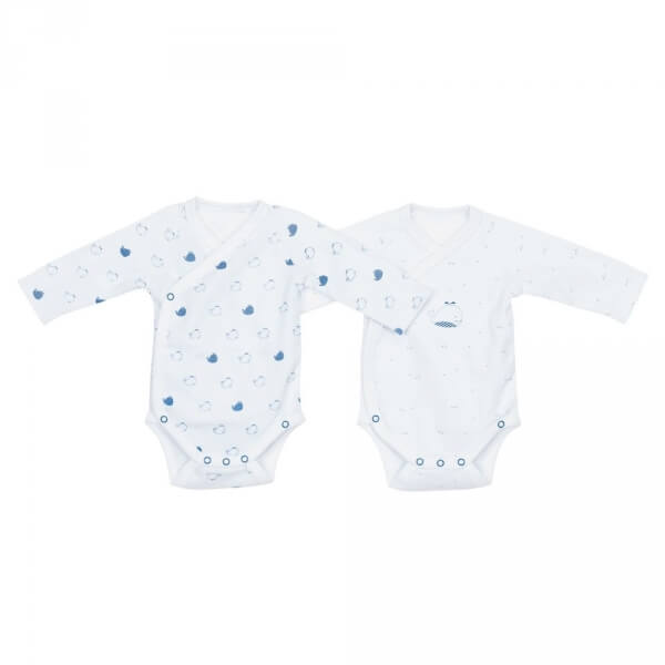 Lot de 2 bodies Blanc/bleu 1 mois Blue Baleine