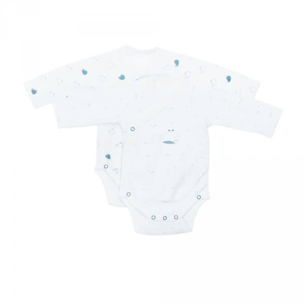 Lot de 2 bodies blanc/bleu naissance Blue Baleine