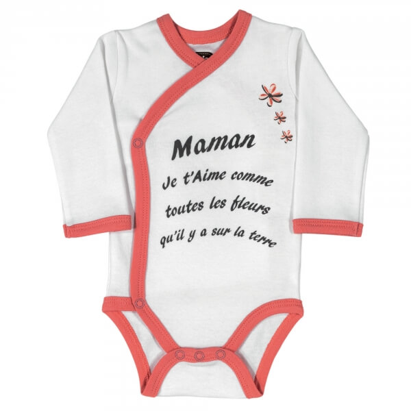 Lot de 2 bodys croisés 0 mois Maman je t'aime