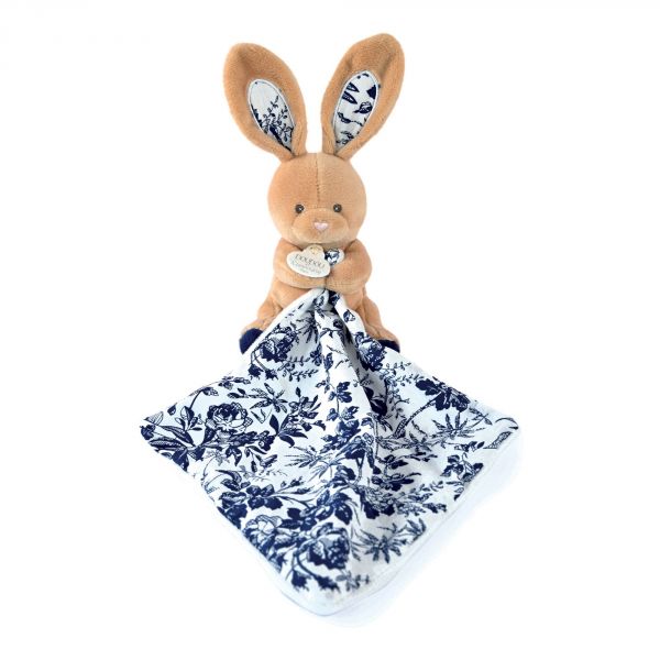 Doudou mouchoir BOH'AIME Lapin marine