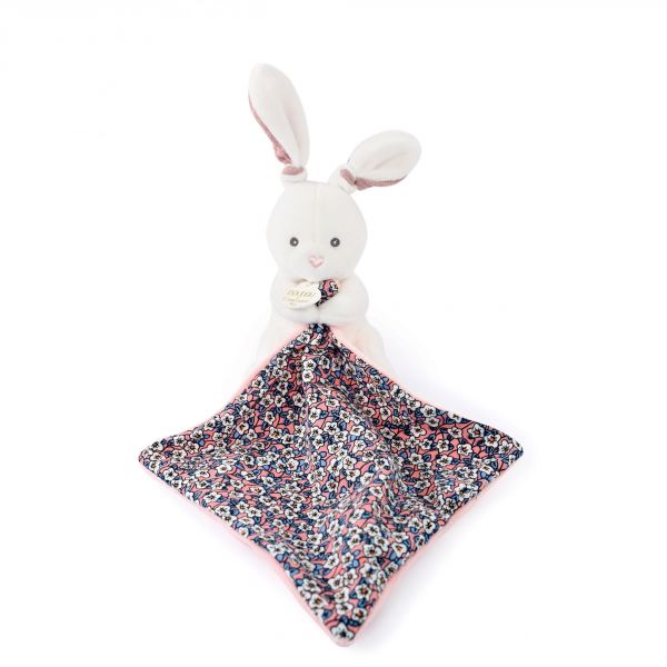 Doudou mouchoir BOH'AIME Lapin rose