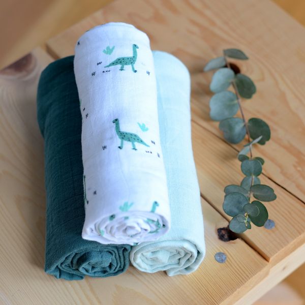 Langes En Coton Biologique 70x70 Cm - Multifonctions : Doudou, Couverture, Protection De Change - Motifs Botanica