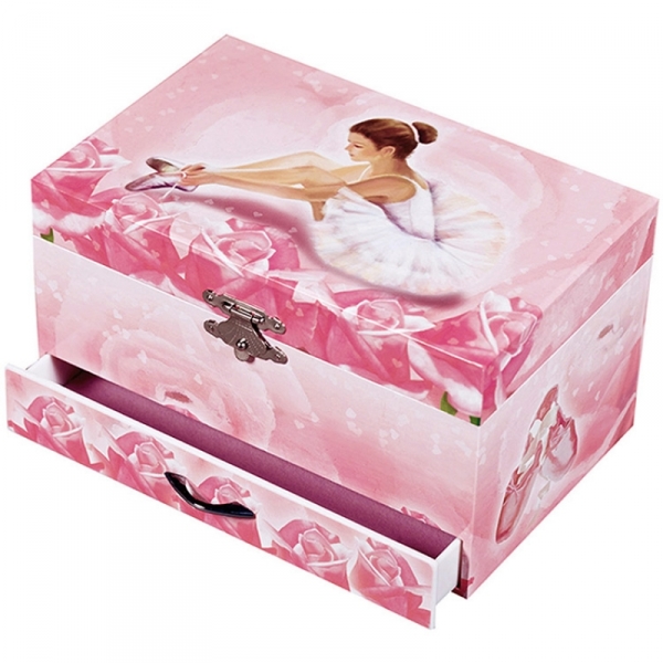 Boîte à bijoux musicale phosphorescente Ballerine rose
