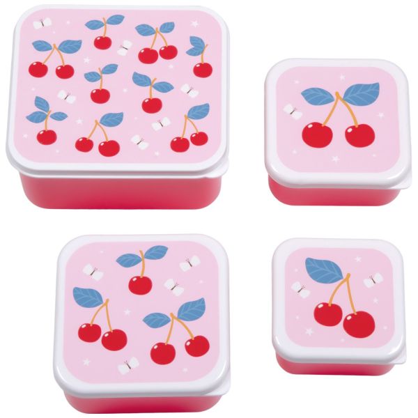 Lot de 4 boîtes à goûter Cerises