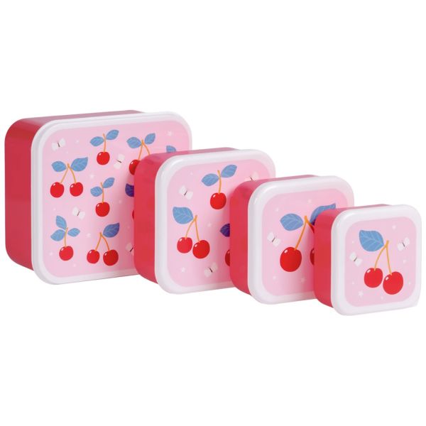 Lot de 4 boîtes à goûter Cerises