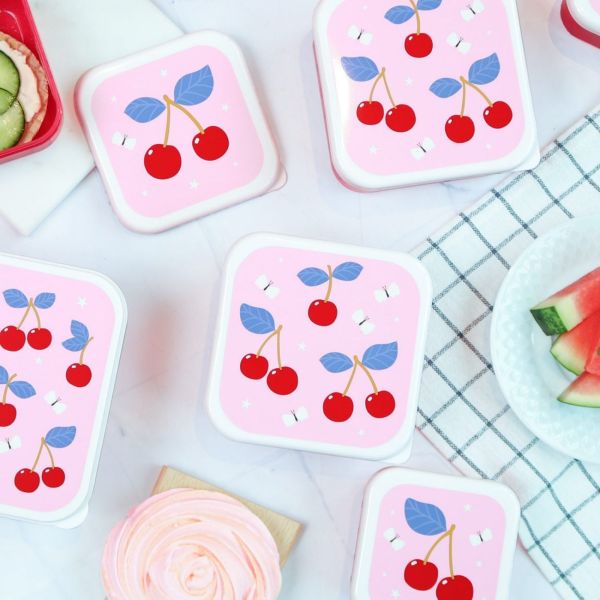 Lot de 4 boîtes à goûter Cerises