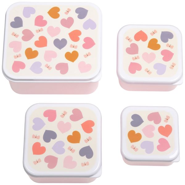 Lot de 4 boîtes à goûter Cœurs