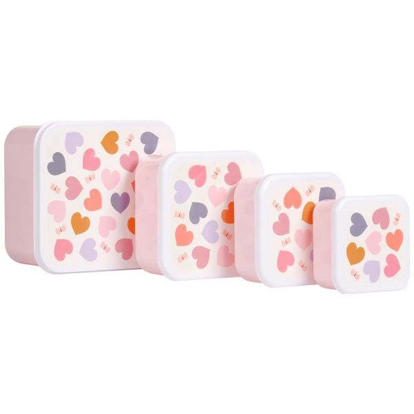 Lot de 4 boîtes à goûter Cœurs