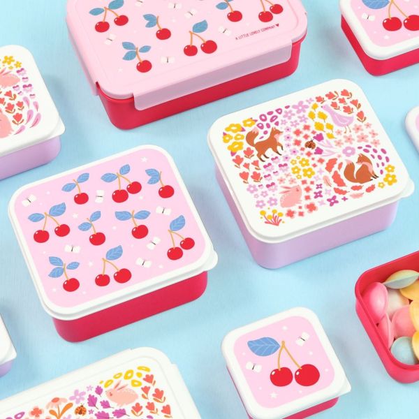Lot de 4 boîtes à goûter Fleurs du jardin