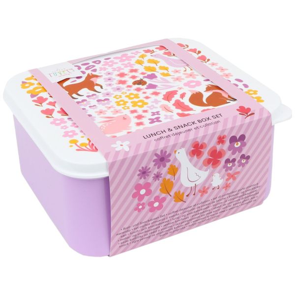 Lot de 4 boîtes à goûter Fleurs du jardin
