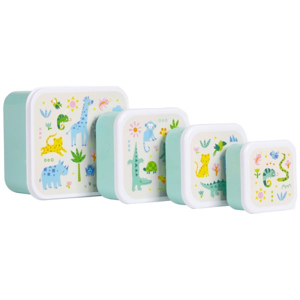 Lot de 4 boîtes à goûter Jungle