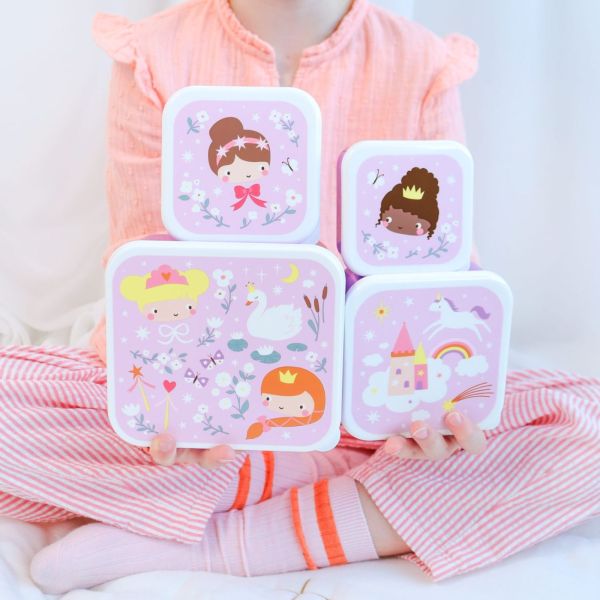 Lot de 4 boîtes à goûter Princesses