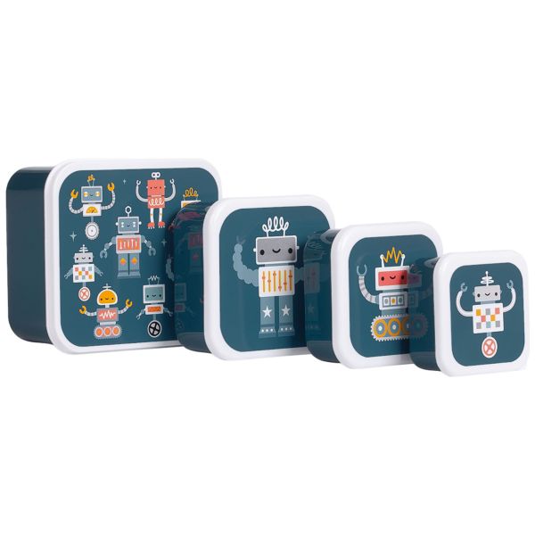 Lot de 4 boîtes à goûter Robots