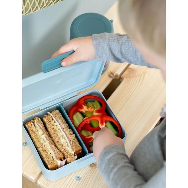 Boîte à goûter avec séparateur Tiny farm Bleu