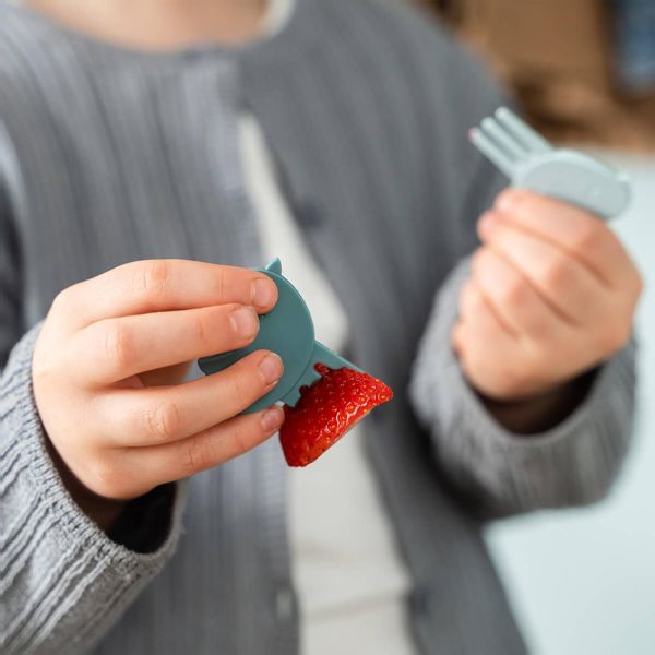 Boîte à goûter avec piques snack Tiny farm Bleu