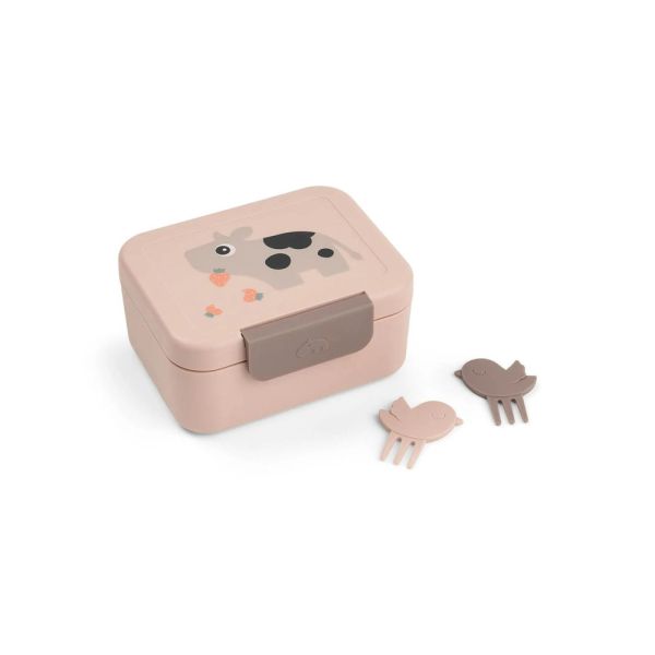 Boîte à goûter avec piques snack Tiny farm Rose