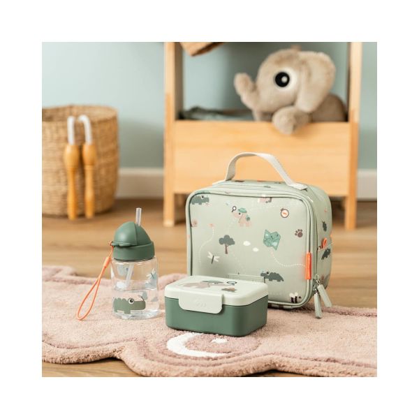 Boîte à goûter avec piques snack Tiny trails Vert