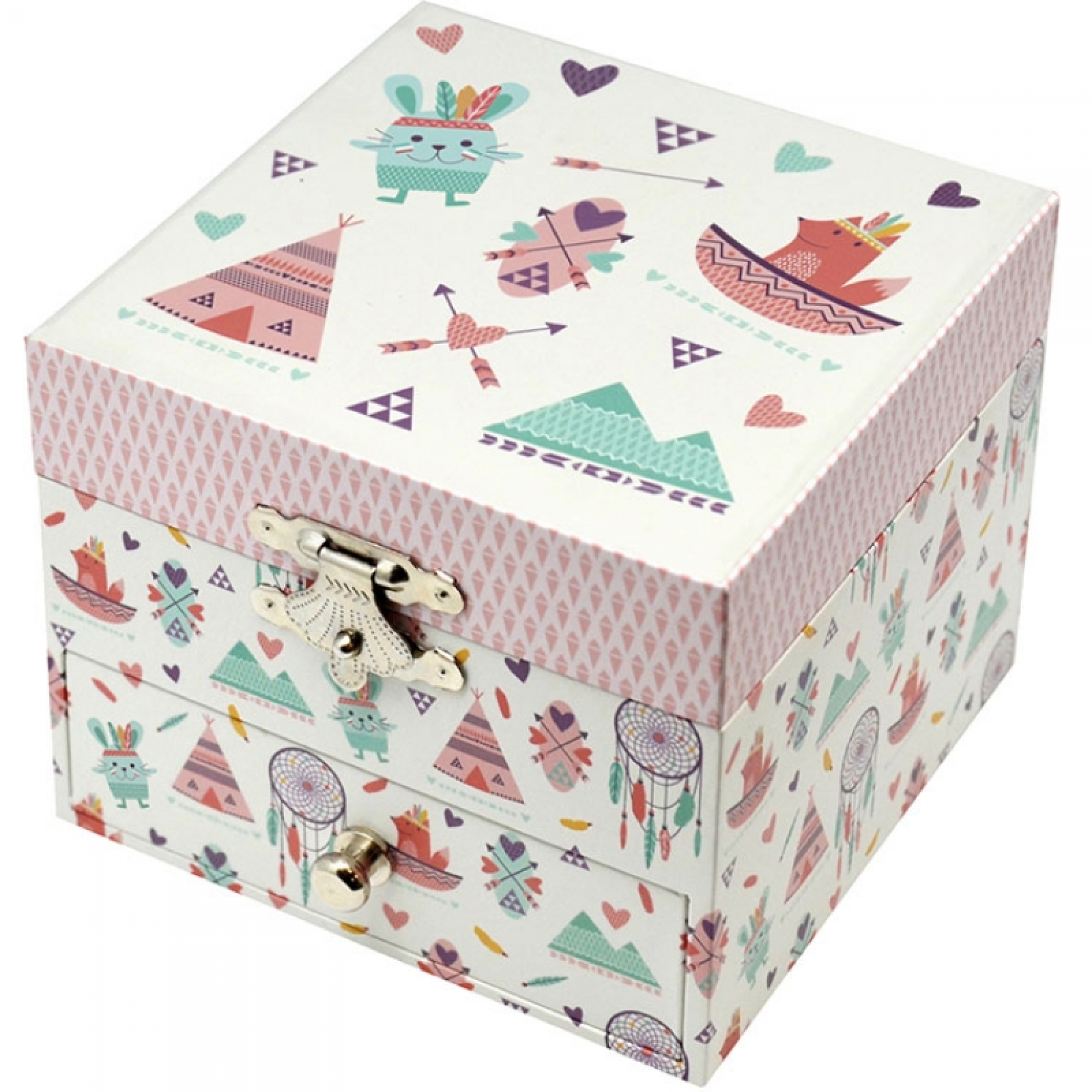 Boite A Tresors Et Bijoux Musicale Phosphorescente Indiens Made In Bebe