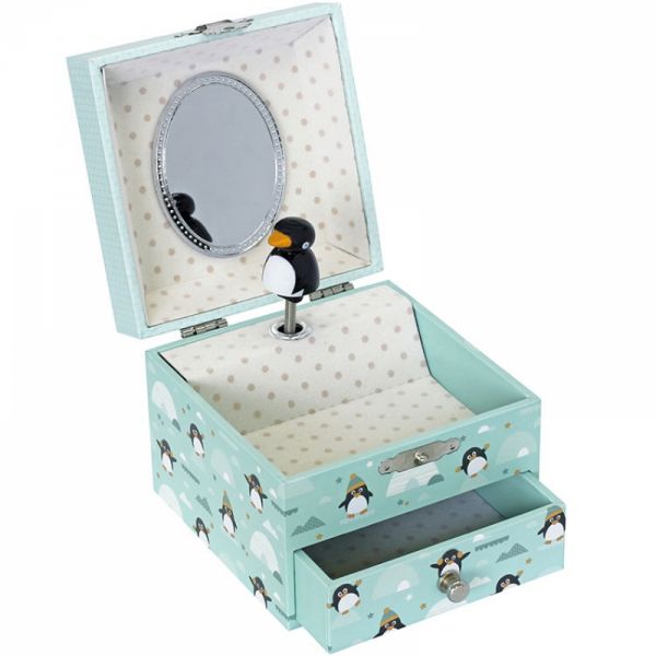 Petite boîte à musique bébé phosphorescente Pingouin