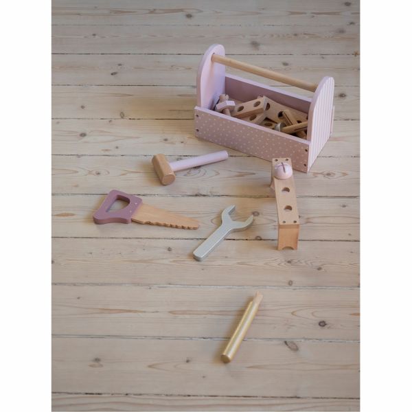 Boîte à outils bois rose