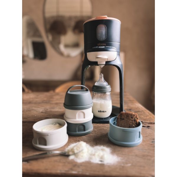 Boîte doseuse de lait empilable 4 compartiments Mineral Grey et Blue