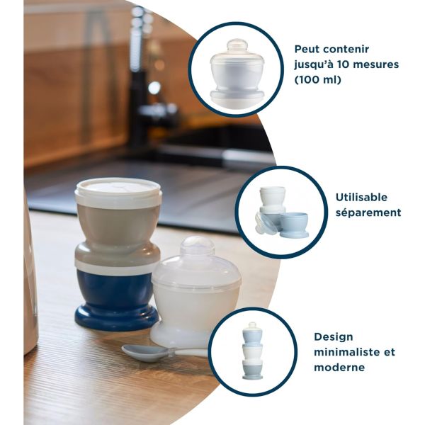 Boite doseuse 3 compartiments Bleu océan