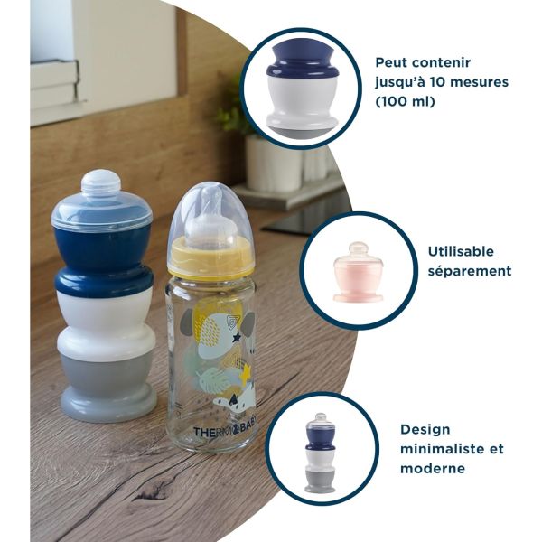 Boite doseuse 3 compartiments Gris charme