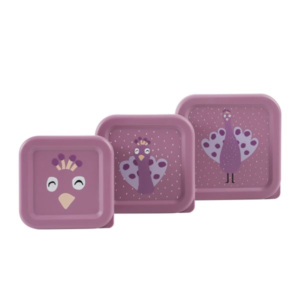 Lot de 3 boîtes à goûter Carrées - Mrs. Peacock