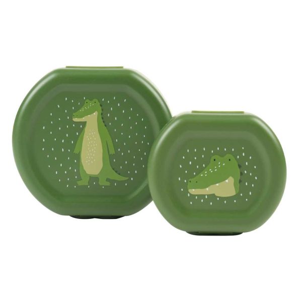 Lot de 2 boîtes à goûter à clip rondes - Mr. Alligator