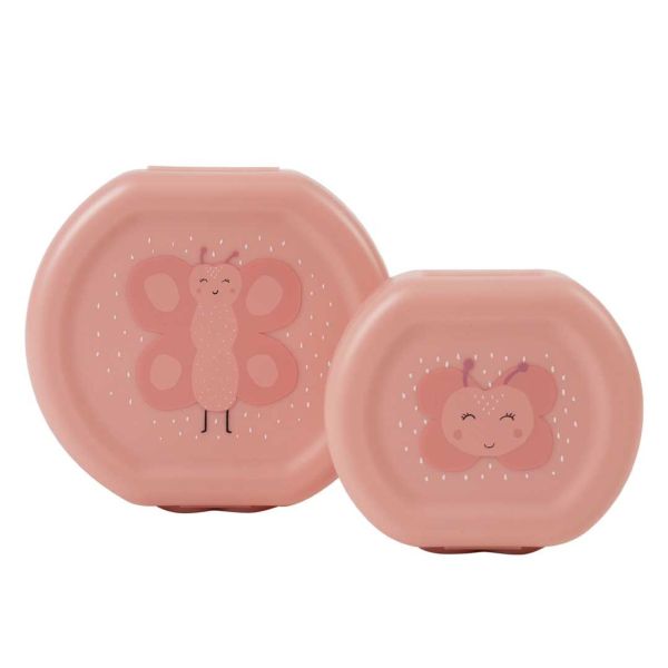 Lot de 2 boîtes à goûter à clip rondes - Mrs. Butterfly