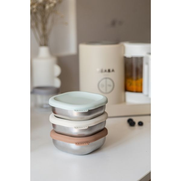 Lot de 3 boîtes repas bébé en inox 250 ml Natural