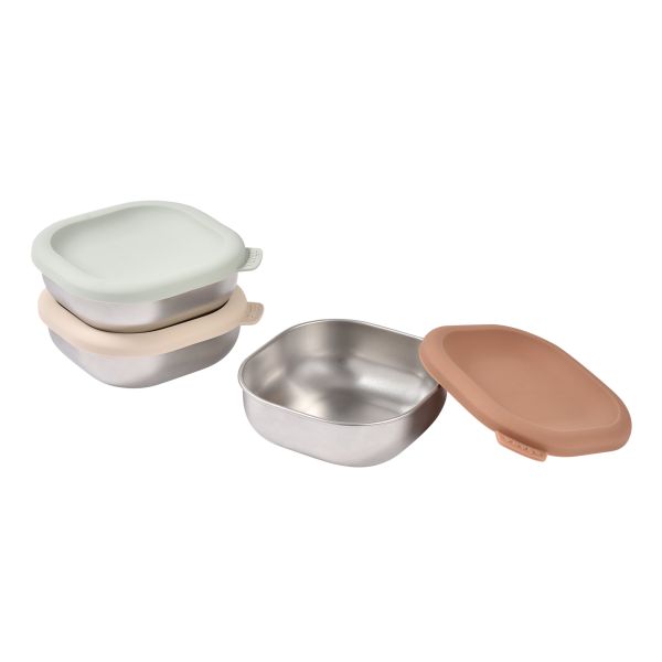 Lot de 3 boîtes repas bébé en inox 250 ml Natural
