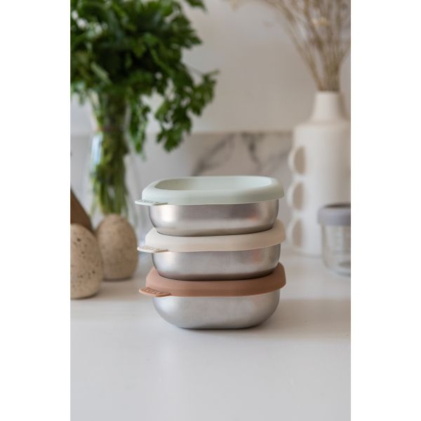 Lot de 3 boîtes repas bébé en inox 250 ml Natural