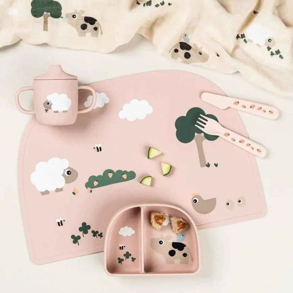Bol à compartiments Stick & Stay Tiny farm Rose