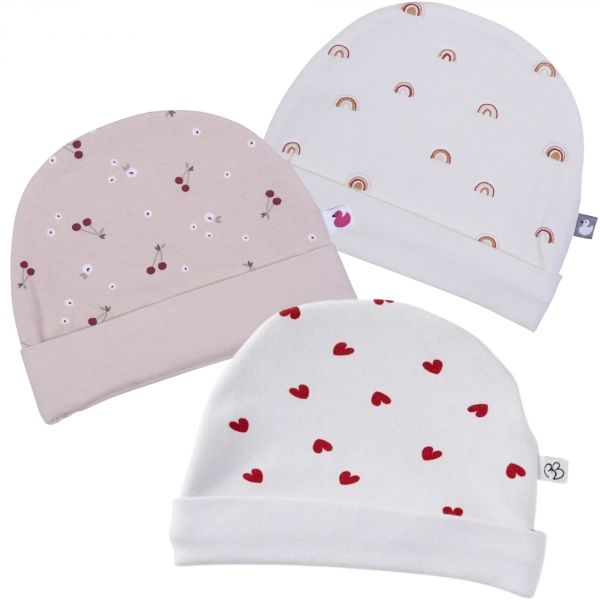 Bonnet doublé blanc imprimé cœur - 1 mois