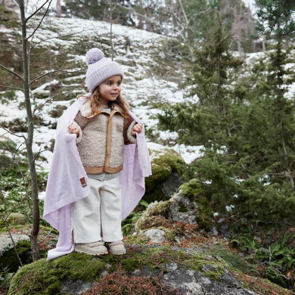Bonnet bébé d'hiver en laine avec pompon 1-2 ans Lavender Love