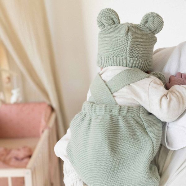 Bonnet bébé maille Vert Olive naissance