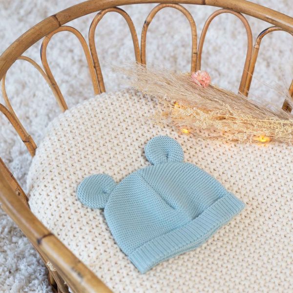 Bonnet bébé maille Sauge naissance
