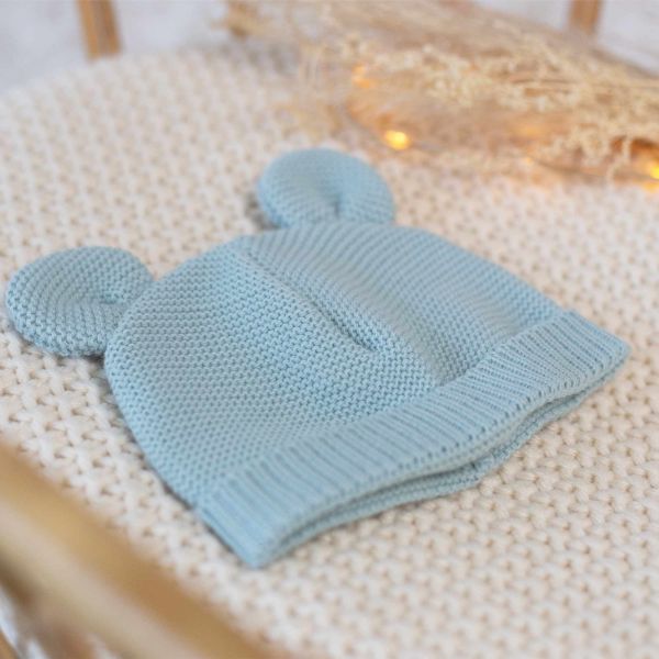 Bonnet bébé maille Sauge naissance