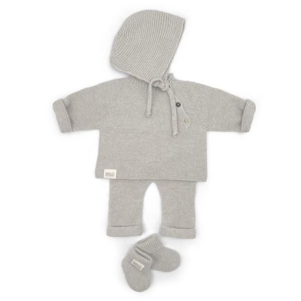 Bonnet en laine tricot bébé Coloris Beige - Taille 1 à 3 mois