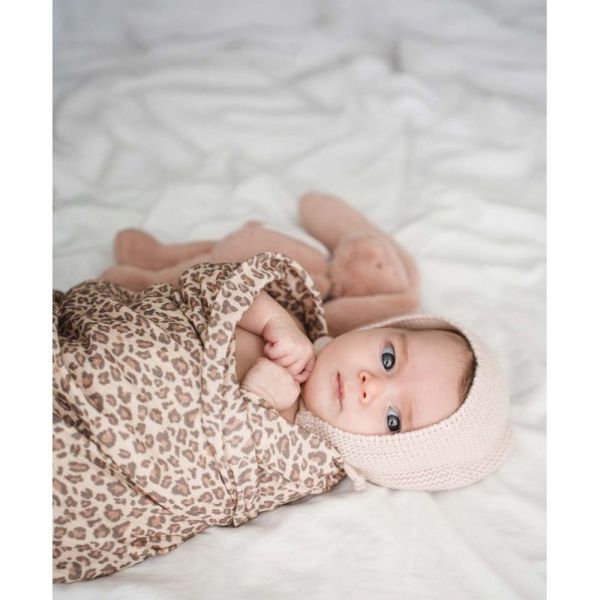 Bonnet en laine tricot bébé Coloris Nude - Taille 1 à 3 mois