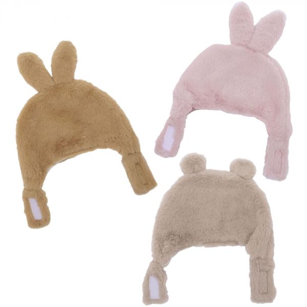 Bonnet Ours en fausse fourrure angora - beige 0/6 mois