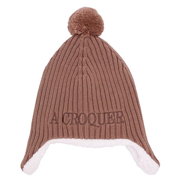 Bonnet péruvien bébé doublé sherpa A croquer Mocha 3 à 12 mois